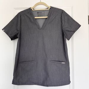 FIGS Technical Collection Scrub Top Women’s Medium Gray V-Neck Medical Uniform